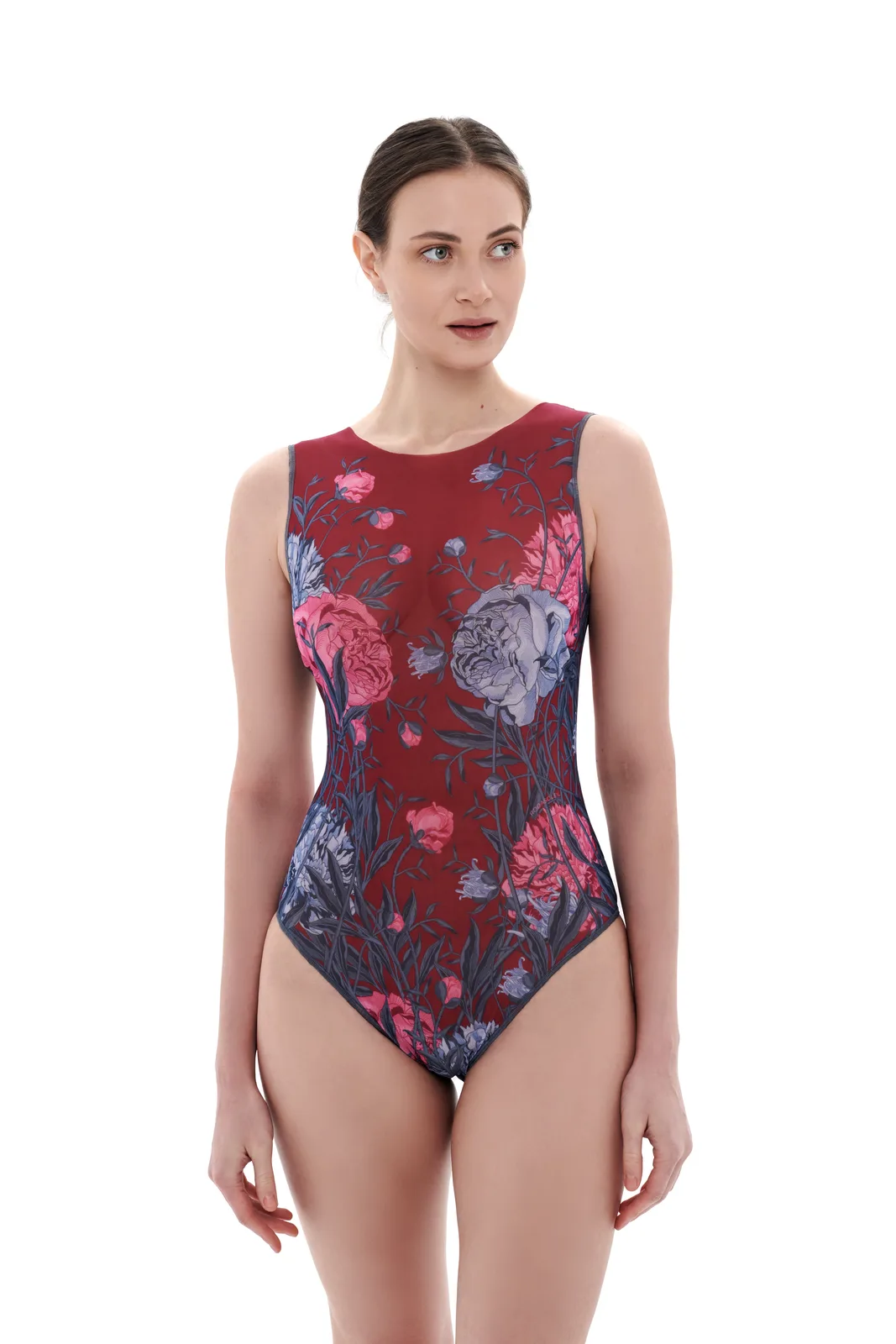 Sleeveless Swimsuit — Peonies — фото 3